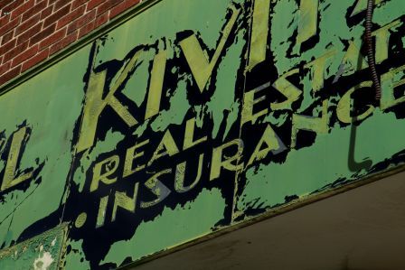 Kivitz Real Estate and Insurance Office, sign detail, facade 1938