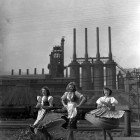 Girls in Ethnic Outfits dancing at Carrie Furnace. Photo courtesy of the University of Pittsburgh’s Paul Slantis Photograph Collection, ca. 1946-1956.