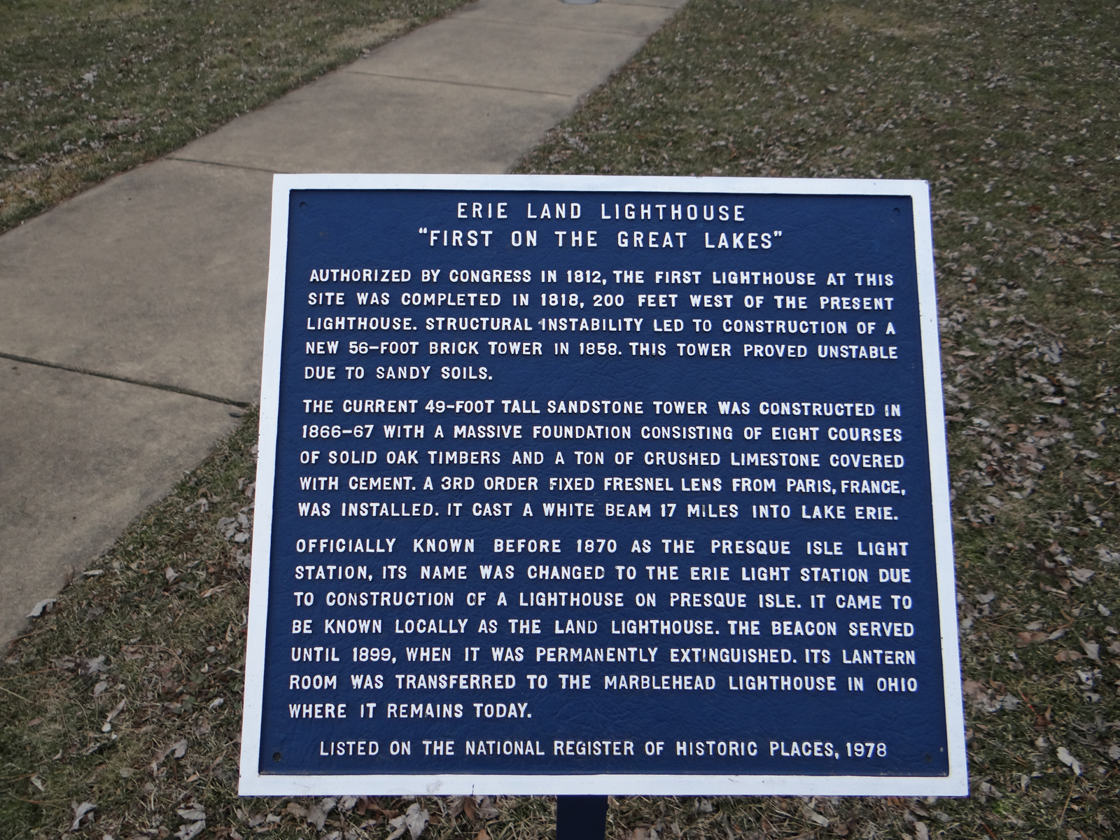 Erie Land LIghthouse sign