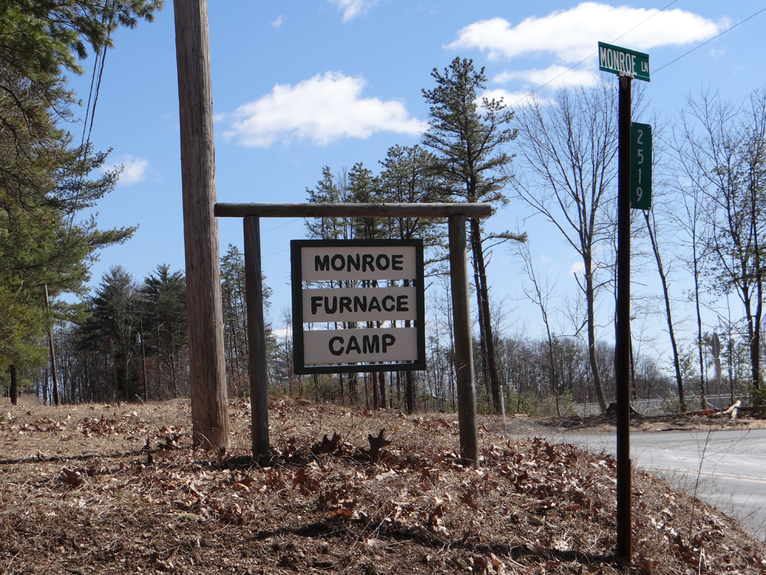 Monroe Furnace Camp sign