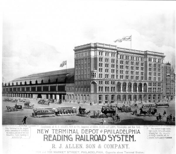 sketch of PRR terminal depot c 1890s