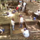 This photo shows an excavation at the Johnston Site (36IN0002) field school.