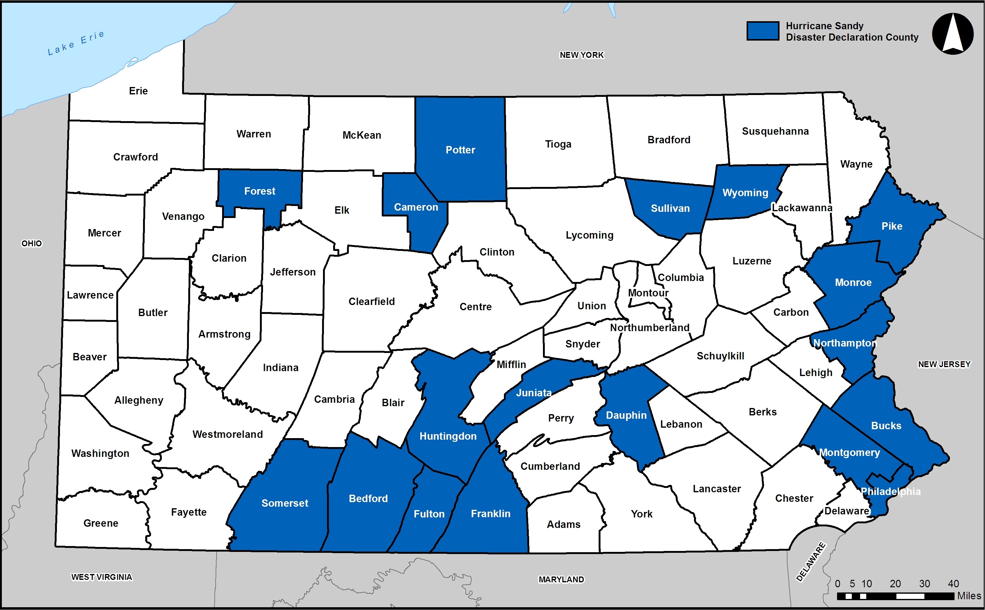 Hurricane Sandy – PA Disaster Declaration Counties - Pennsylvania ...