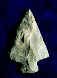 A rhyolite Susquehanna broadspear discovered in central Pennsylvania in 1997.  Photo by Joe Baker.  