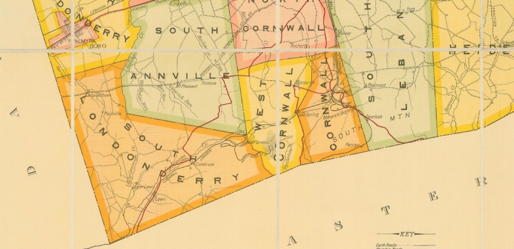 State Highway map of Lebanon County, 1914.  