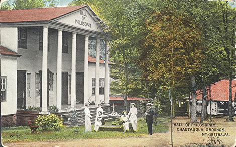 Undated postcard of the Hall of Philosophy.  Courtesy of the Mt. Gretna Historical Society.