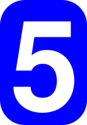 The image shows a white number 5 on a blue background.