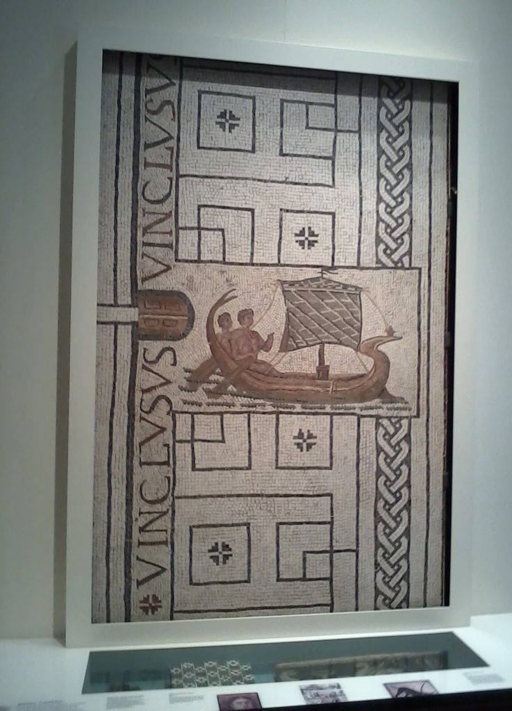 Section of Roman floor tile on display.
