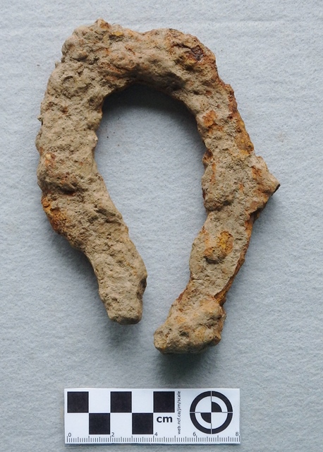 Horseshoe Recovered from Alternative 2. Photograph by Chris Espenshade (formerly of Commonwealth Heritage Group), 2015.