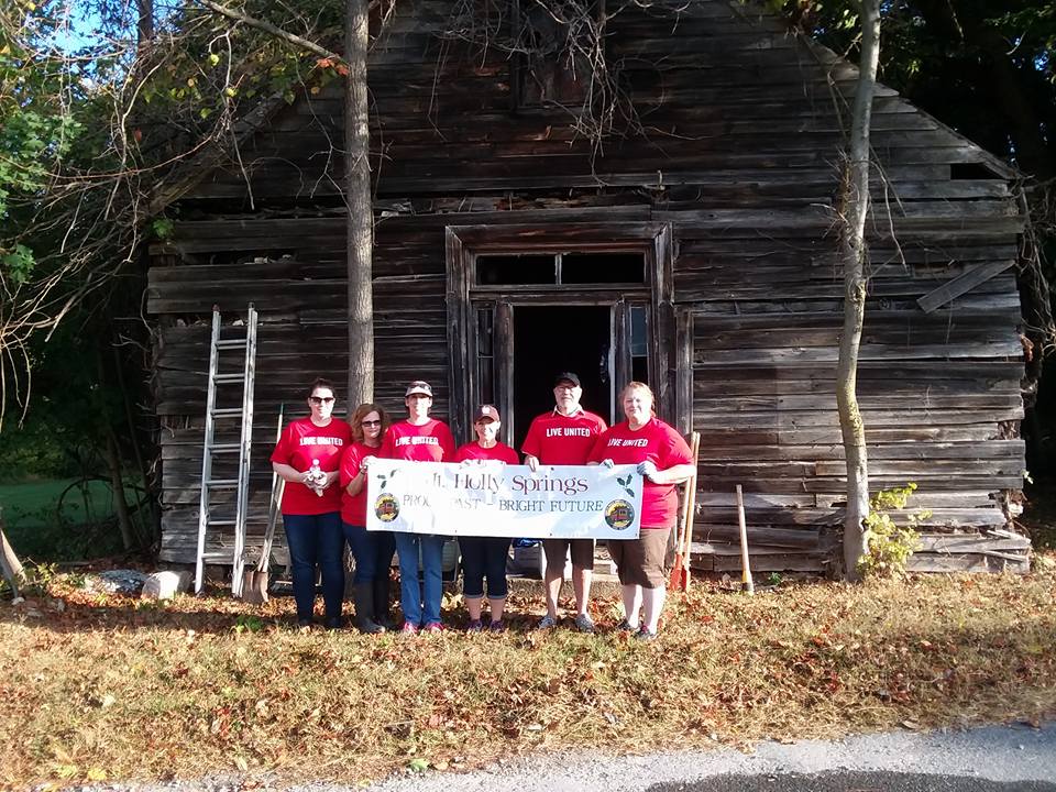 Staff from the Cumberland County Redevelopment Authority help clean Mt. Tabor Church prior to its historic designation ceremony, which occurred thanks to stories gathered through the Heart & Soul process. Photo by Cumberland County Redevelopment Authority, October 2017. Used by permission.