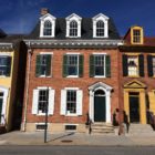 This photograph shows a two-story brick house in downtown York as the home of the Goodridge Center.