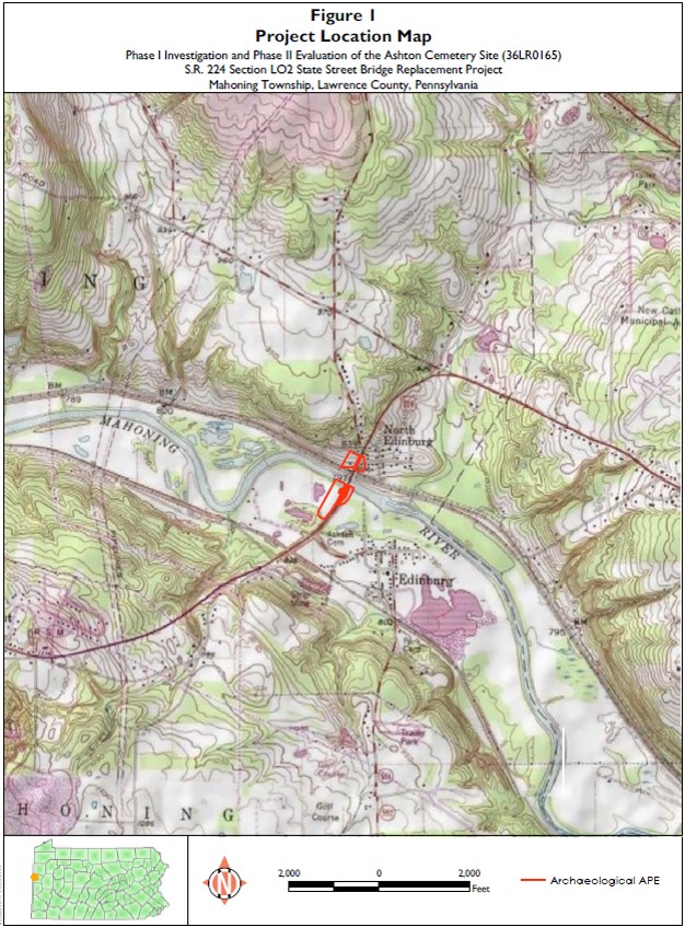 USGS map showing State Street Bridge project in Lawrence County