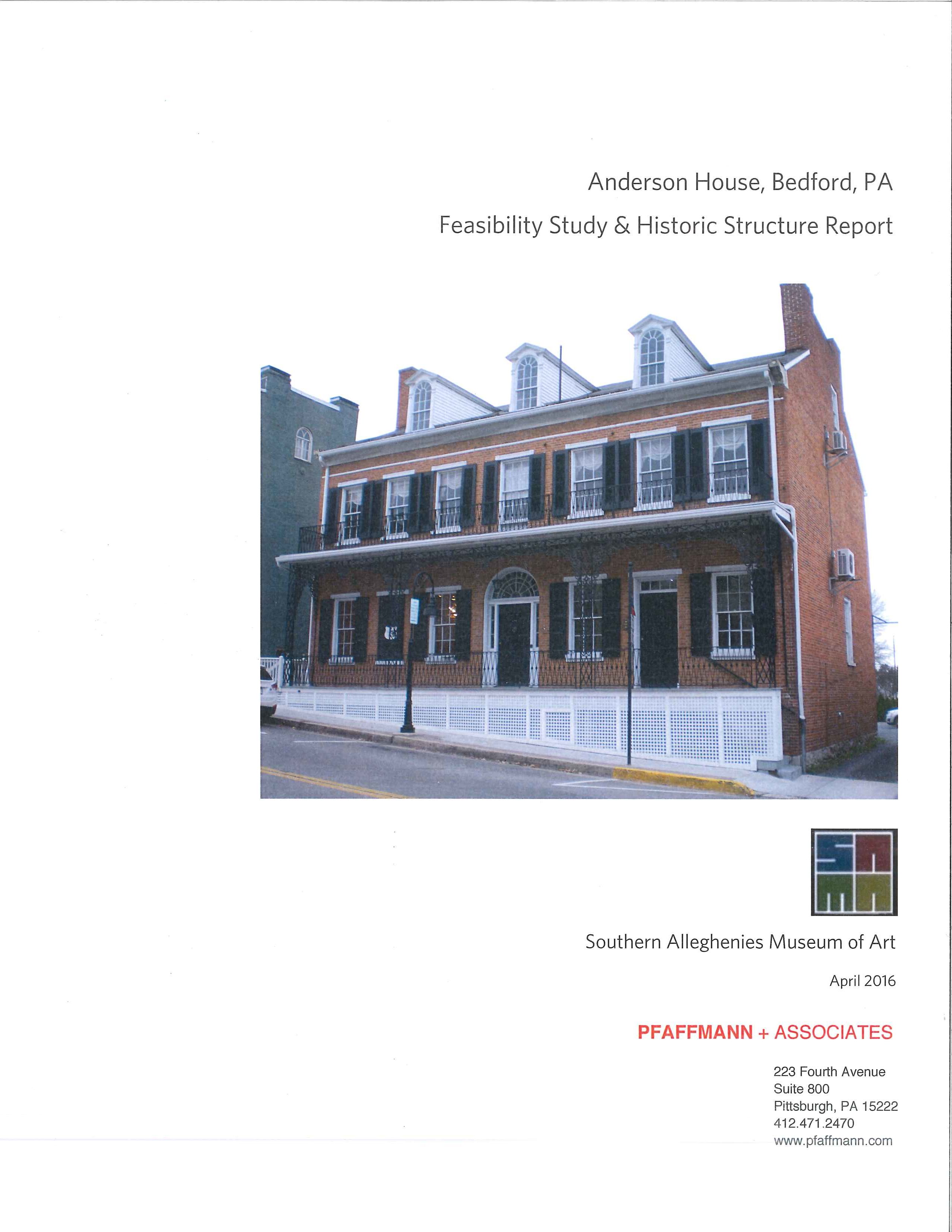 This image shows the front cover of the 2016 feasibility study and historic structure report.