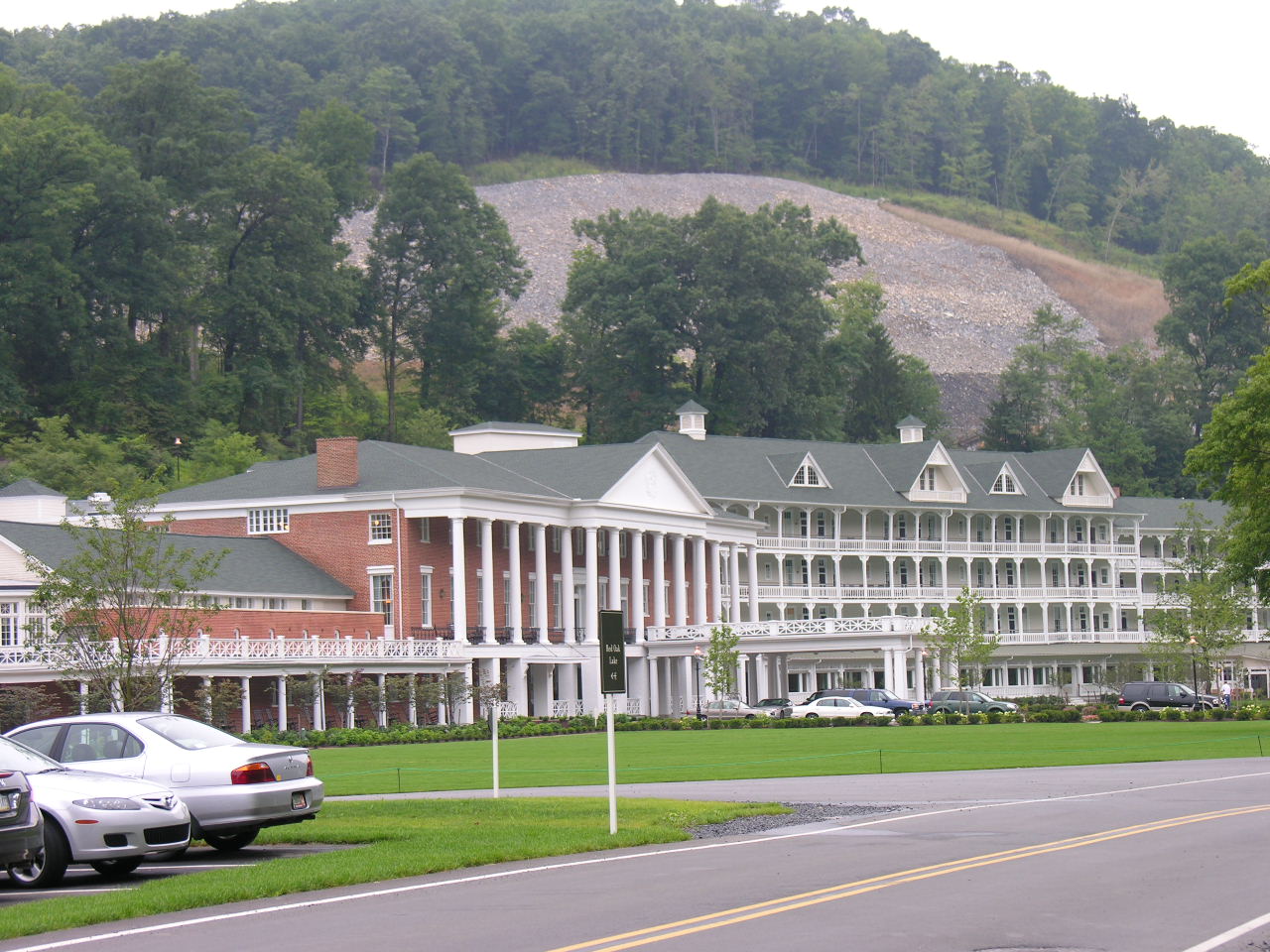 This photograph is of the exterior main facade of the Bedford Springs Hotel.