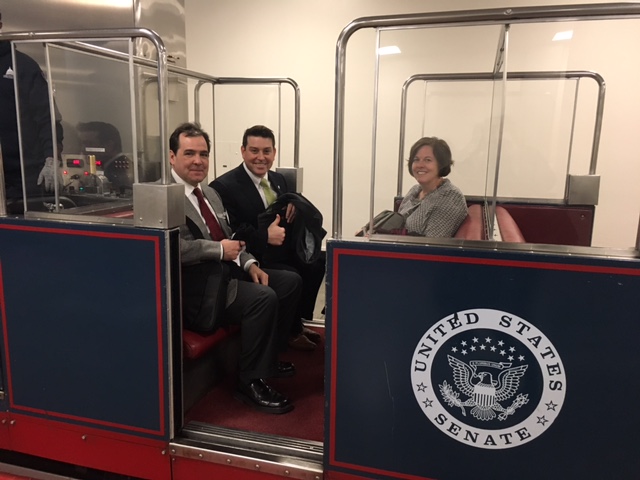 PA SHPO's Scott Doyle, Heritage Consulting Group's Cindy Hamilton, and Shaw Sprague from the National Trust are on their way to talk with PA Senators about historic tax credit at last year's Historic Preservation Advocacy Week.