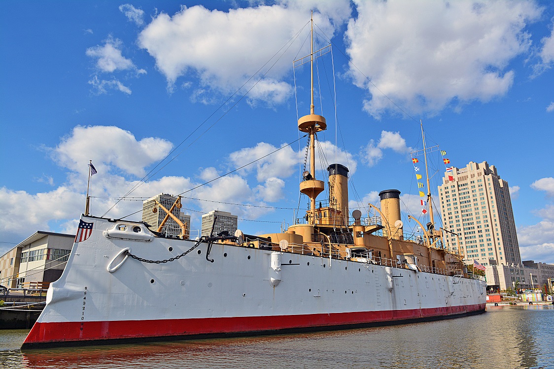 USS Olympia in Delaware River