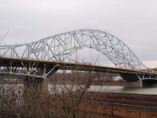 Metal truss bridge over Monongahela River