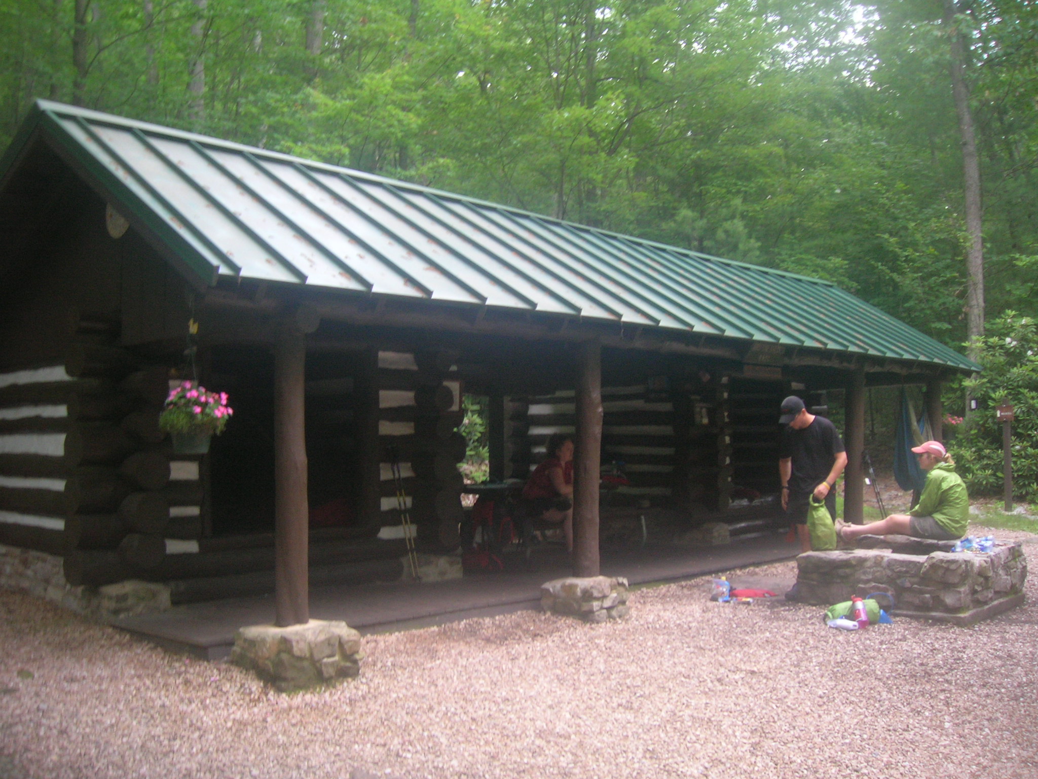 Log cabin with new roof