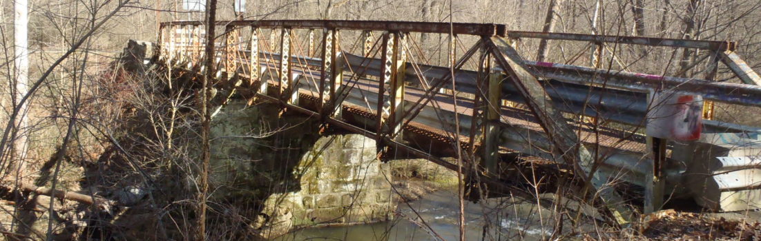 Metal truss bridge over water