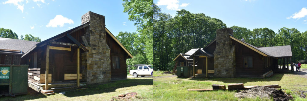 Two photographs of two wood CCC buildings.