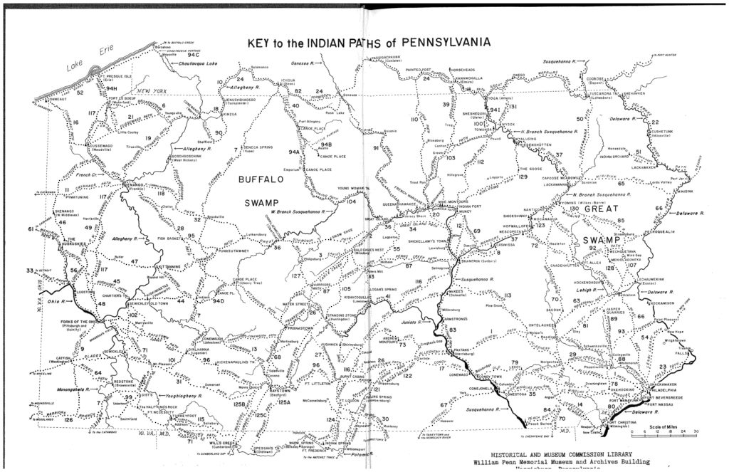 Map of Pennsylvania covered with lines.