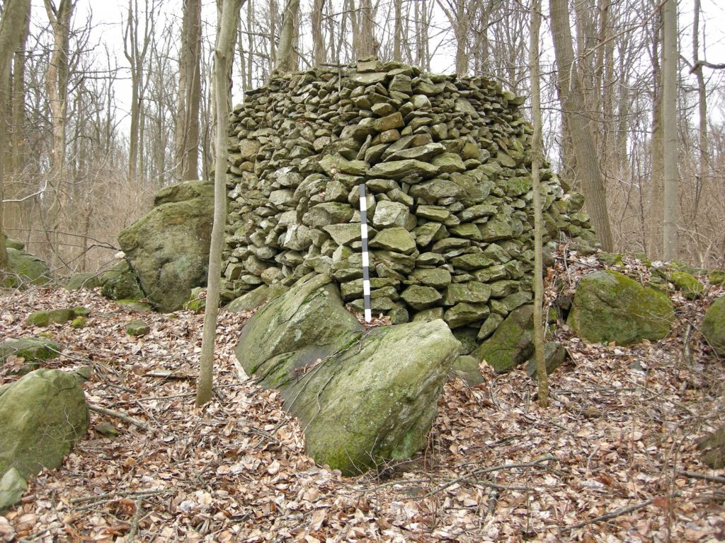 Large pile of small stones in woods