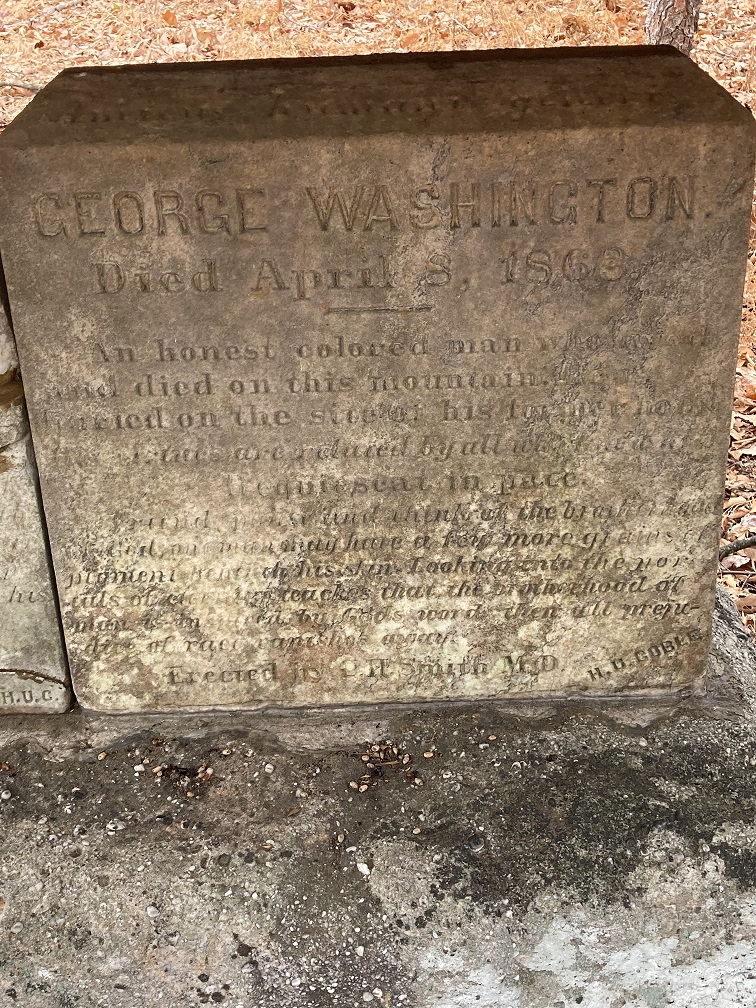 Gravestone with faded inscription for George Washington.