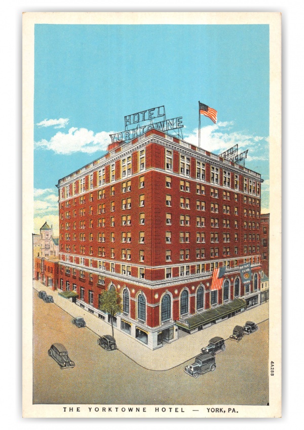Color rendering of large brick hotel.