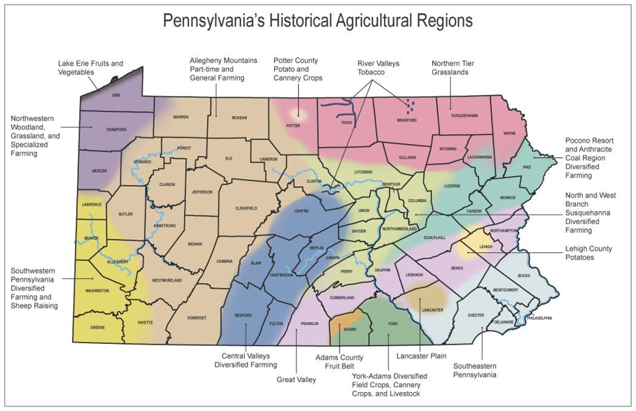 Colorful map of Pennsylvania.