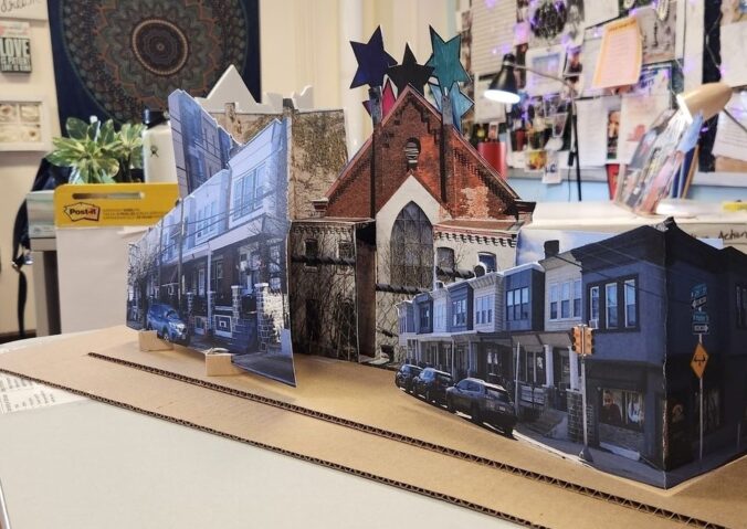 aper and photo assembly of neighborhood buildings.