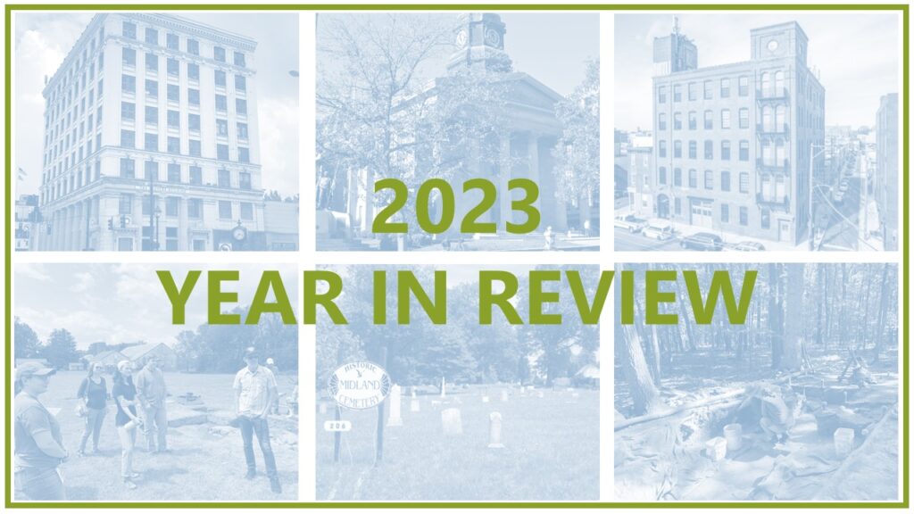 Text "2023 Year in Review" over a collage of six photos of buildings and people.
