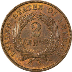 Orange colored round coin