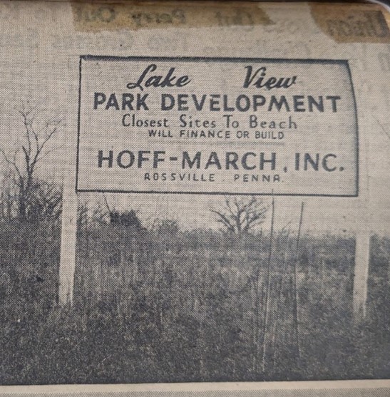 Sign that says Lake View Park Development.