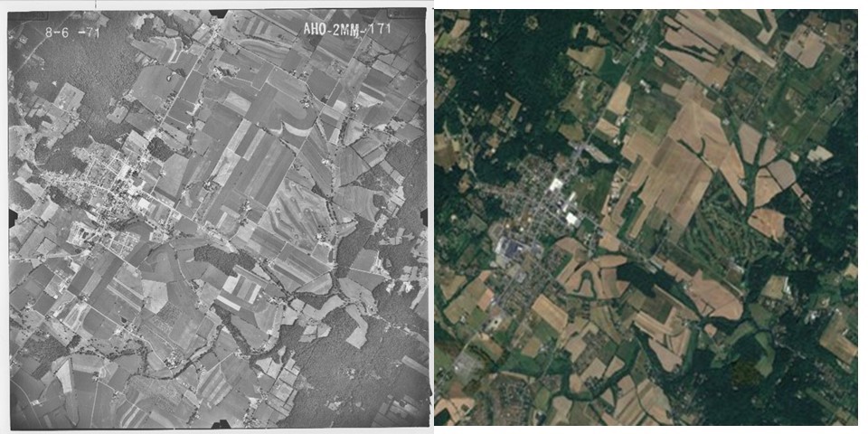 Comparison of two aerial photographs.