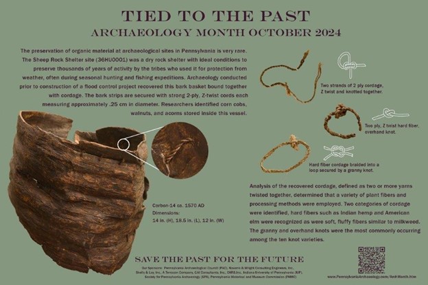 Poster with text and images of bark and rope.