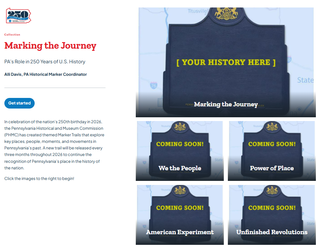 Screen shot of website showing five squares with the words "coming soon" and explanatory text on the left.